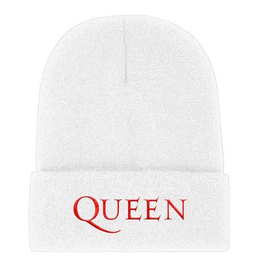 Official Queen Logo White Beanie Hat