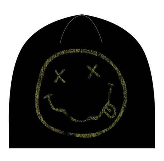 Official Nirvana Happy Face Black Beanie Hat